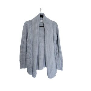 John + Jenn Chunky Knit S Cardigan Blue Cozy Oversized Lagenlook Boho Minimalist